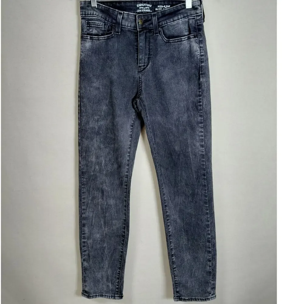 Levi's Mid-Rise Slim Cuffed Cotton Blend Gray Stretch Jeans Women Size 6